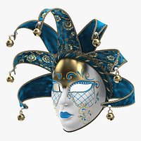 Blue Venetian Full Face Masquerade Mask