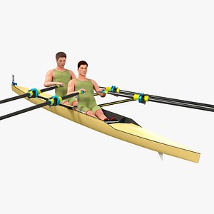 Rowing Double Sculls Animated HQ Standard License 3D model