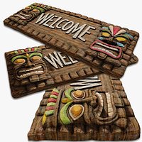 Wooden Tiki Welcome Sign