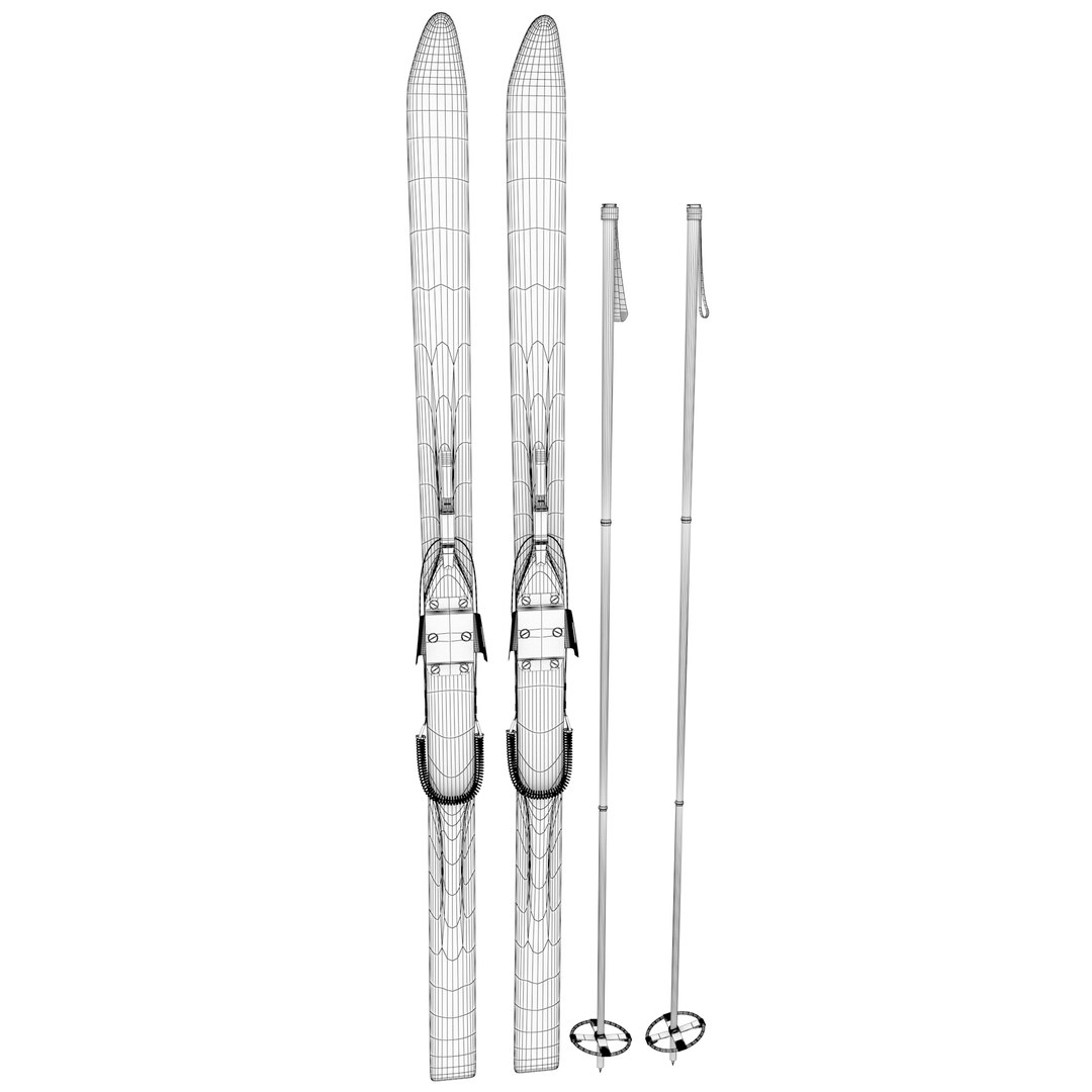 Skis Vintage Retro 3D - TurboSquid 2241615