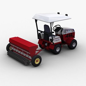 Tractors with Seed Drill 3D model