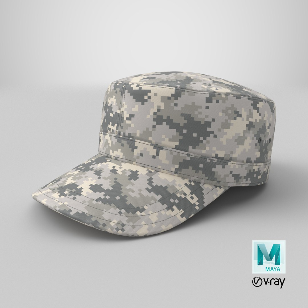 Digital Camo Military Cap 3D model https://p.turbosquid.com/ts-thumb/8t/U6kfE2/LR/stemcell_maya_vray_render/png/1737473309/1920x1080/fit_q87/b112f8648ebc72a050e8f7d8fc4b212f51e1cab4/stemcell_maya_vray_render.jpg