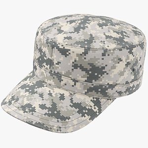 Digital Camo Military Cap 3D model