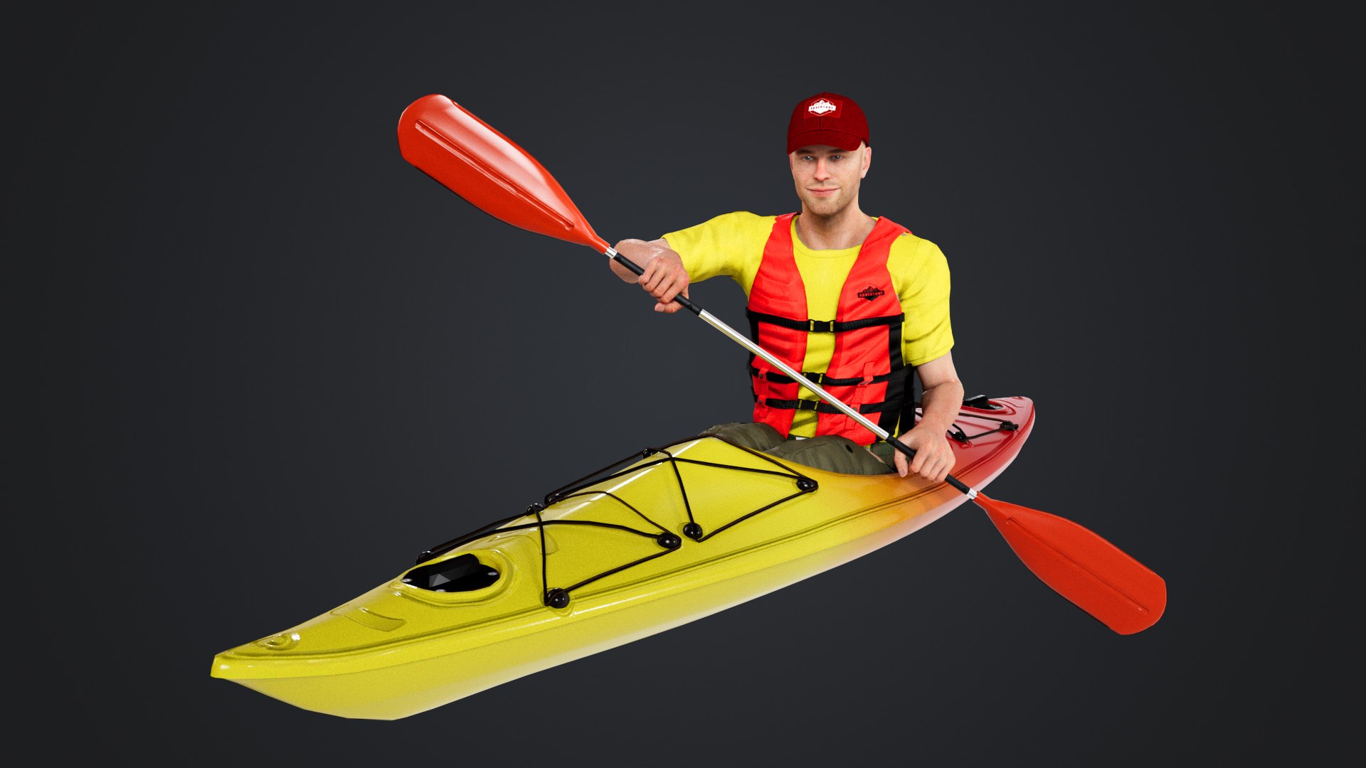 Kayak Canoe Athlete Model - TurboSquid 2328104