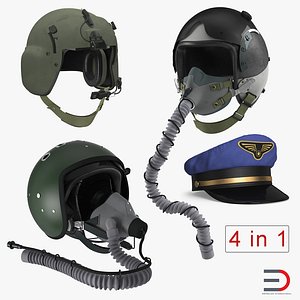 Pilot Hats 3D Models Collection