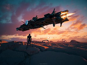 C4D Octane render MARS SPACE SCENE