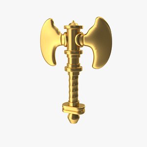 Golden Dual-Blade Axe Stylized 3D model