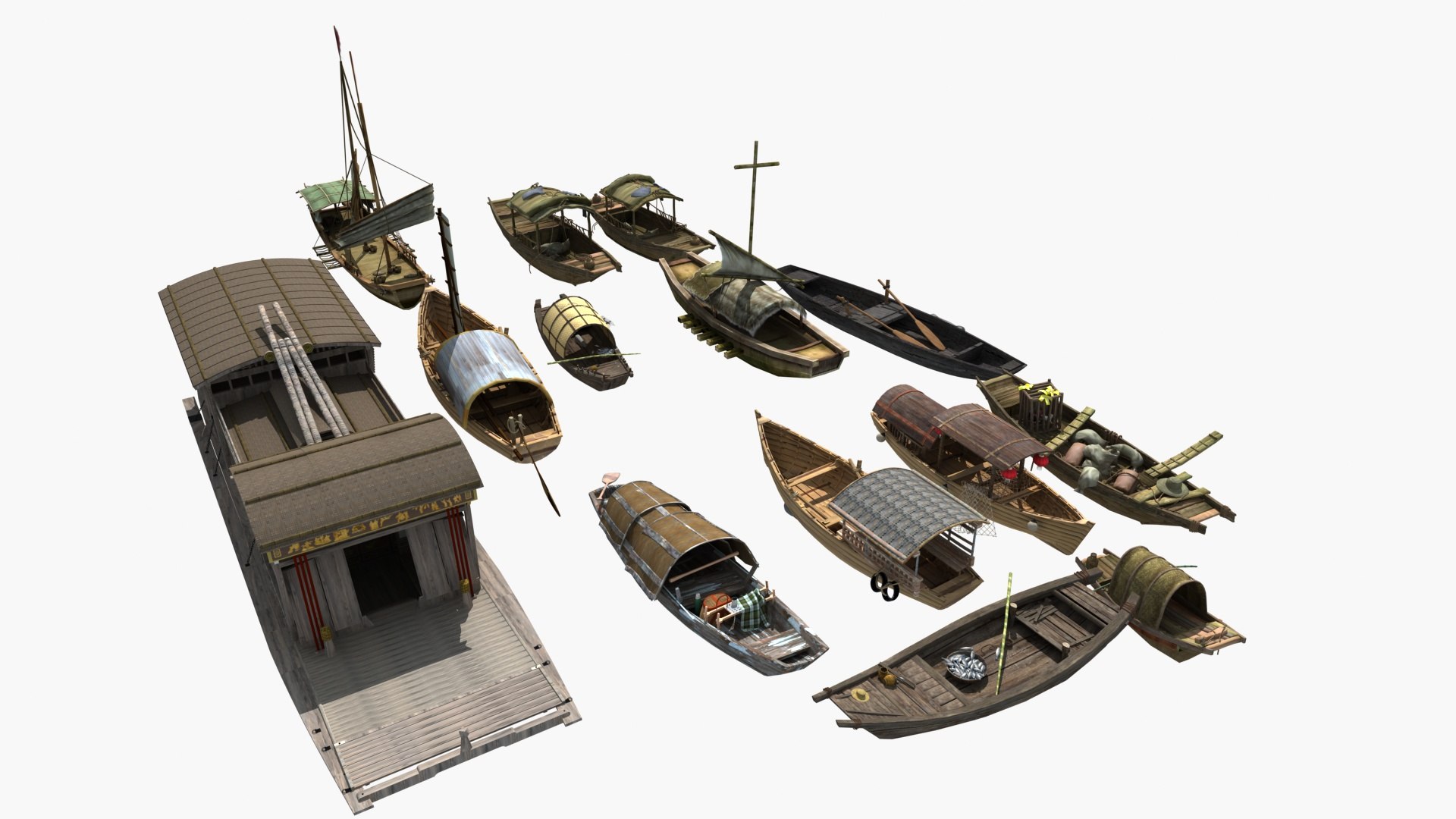 3D Model Sailboats Wooden Boats Yachts Fishing Boats - TurboSquid 2237410