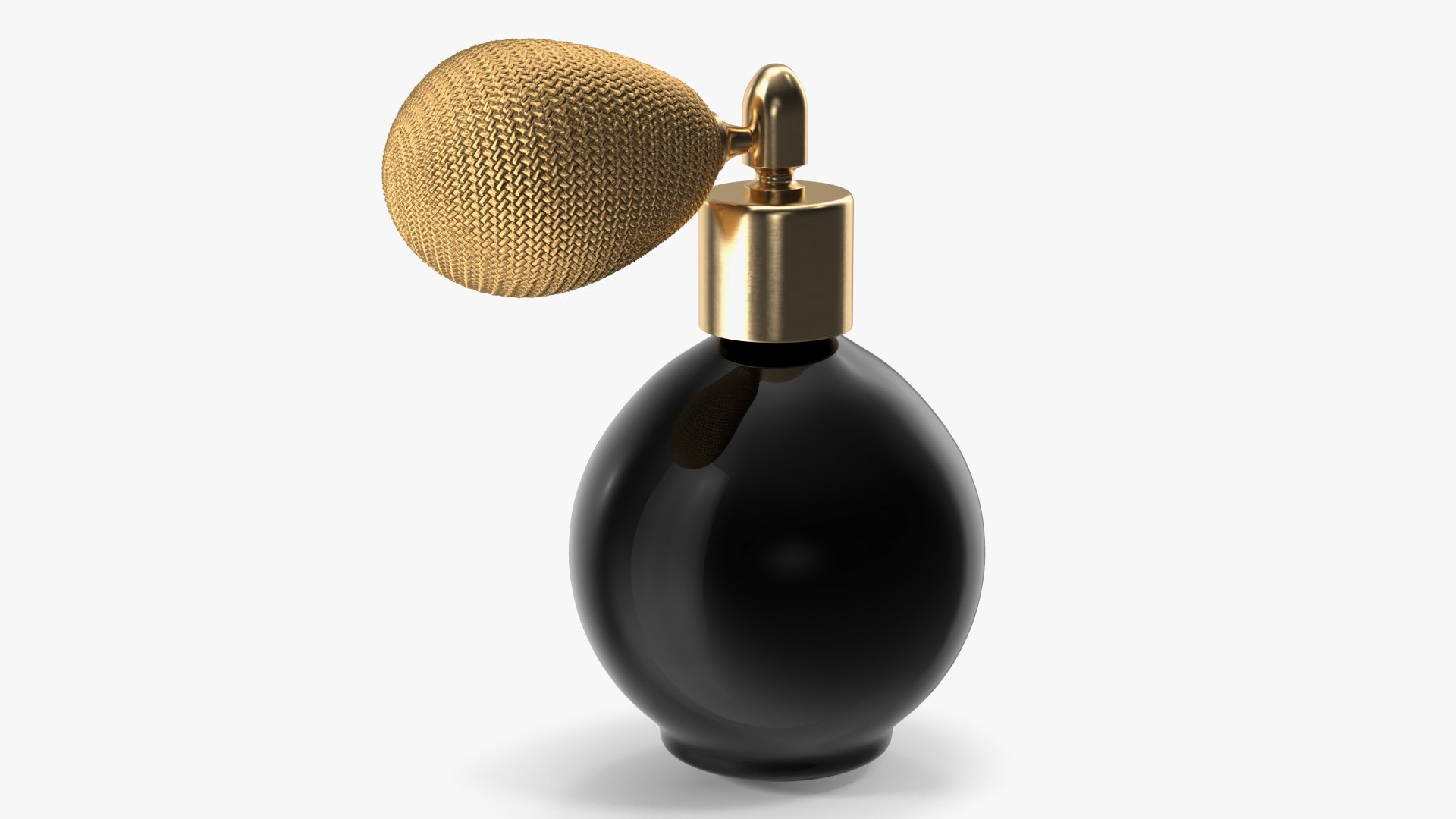 Black Matte Spherical Golden Perfume Bottle 3D model preview