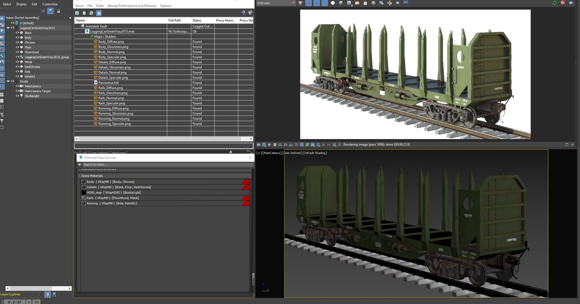 3D Logging Car Green - TurboSquid 1438339