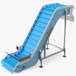 Incline Conveyor With Hopper Rigged 3D model