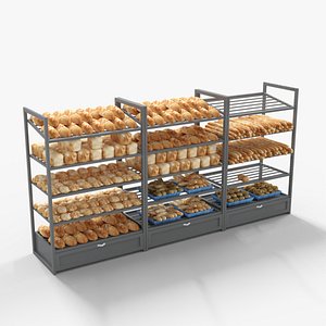 Supermarket Bread Shelve 3D model