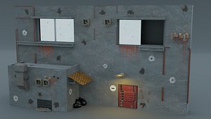 3D cyberpunk city building face