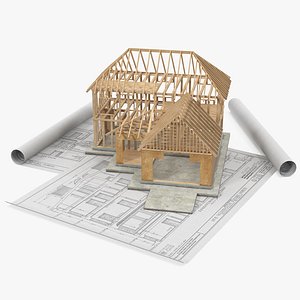 House Construction On Blueprints