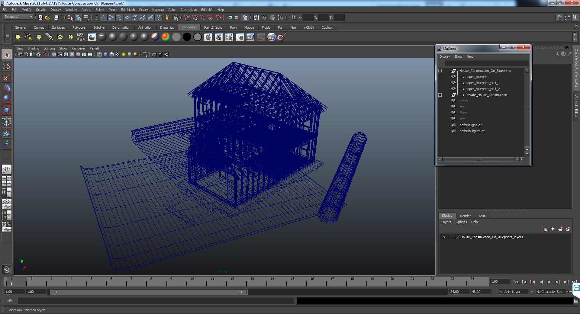 House construction blueprints model - TurboSquid 1221402