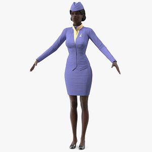 dark skinned black stewardess 3D model