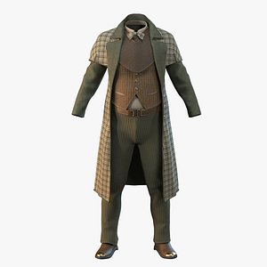 3D vintage clothing male suit model