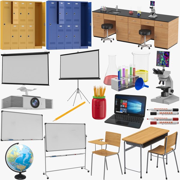 3D School Items Collection model