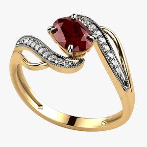 3D 7mm Oval Gold Ring