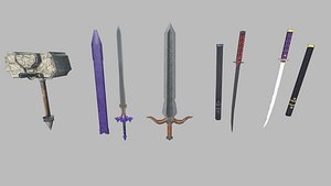 Sword and Hammer Item with PBR Textures