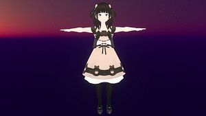 Game Ready Low Poly Anime Character Girl 27