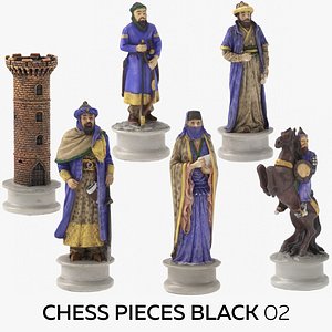 3D chess pieces black 02