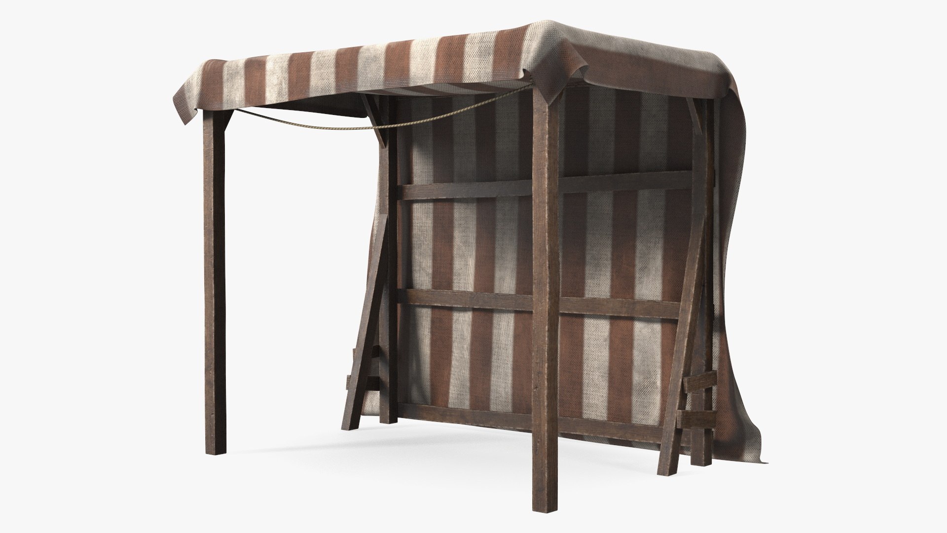 Striped Medieval Awning 3D model preview