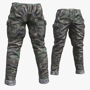 Military Style Combat Pants with Utility Pockets Camo