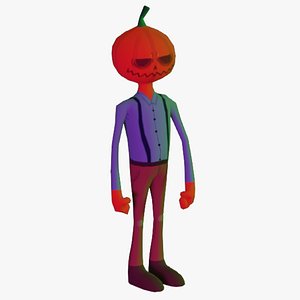 3D model Animated farmer pumpkin character
