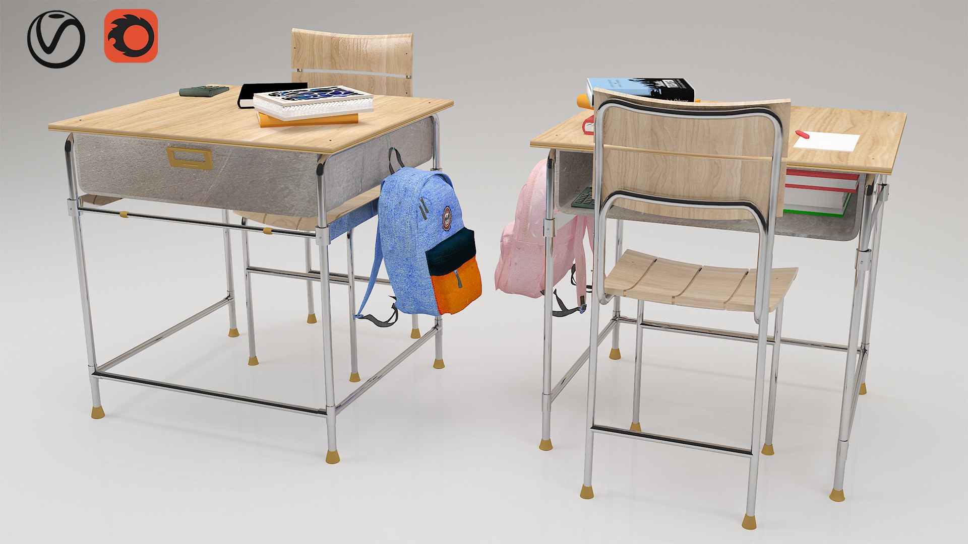 Chair school desk 3D model TurboSquid 1666199