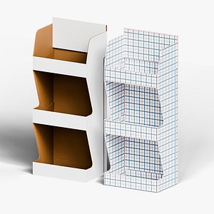 Realistic Packaging Box Set 3 Tier Display Stand Giftbox Gable Tuck End Boxes