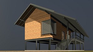 Tropical house with terrace 3D model