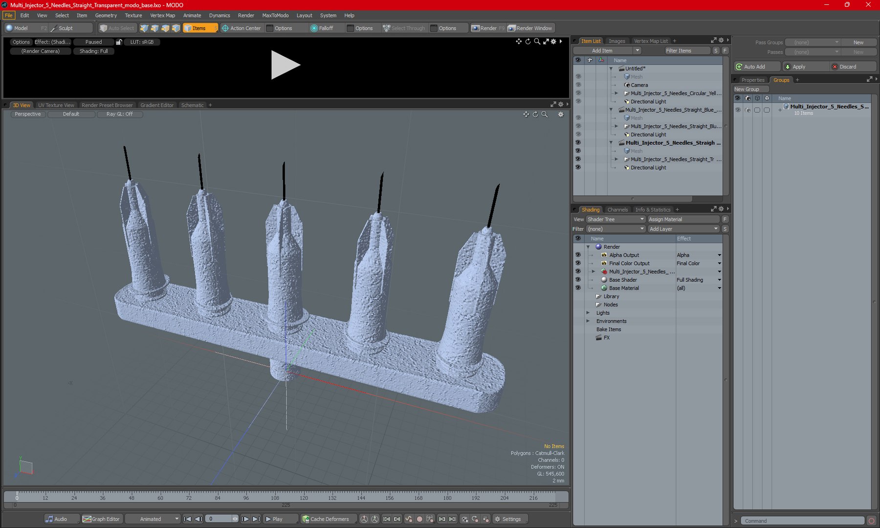 Multi Injector 5 Needles Straight Transparent Model - TurboSquid 2248264