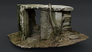 WWII Bunker Ruin in Woods Photoscan Low Poly model