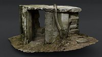 WWII Bunker Ruin in Woods Photoscan Low Poly