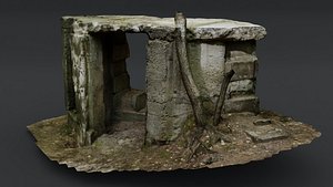 WWII Bunker Ruin in Woods Photoscan Low Poly