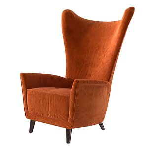 3D chair italian wing orange model