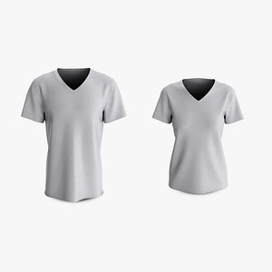 Male and Female T-Shirt Dropped Shoulder Deep V Collar Short Sleeve Collection