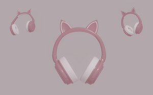 Bluetooth Headphones with Cat Ears 3D model