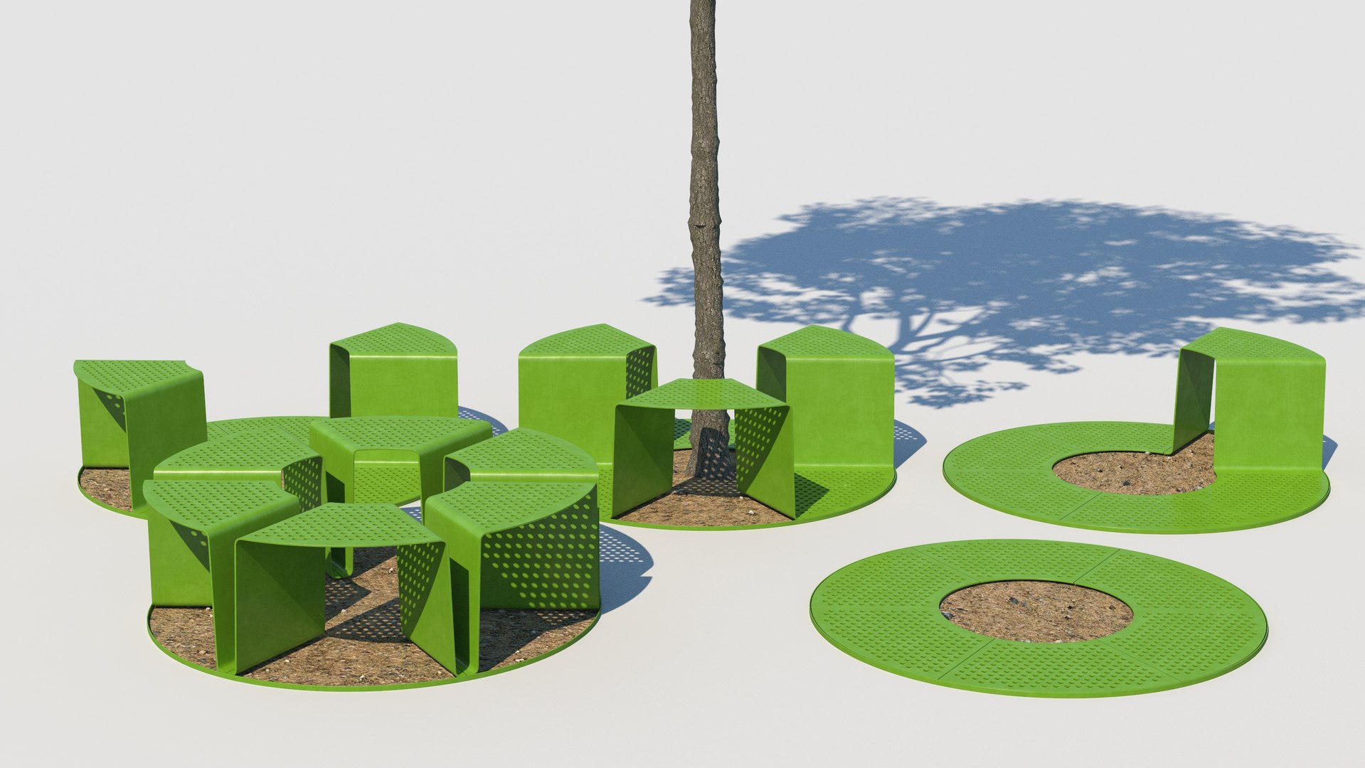 Park bench tree animation model - TurboSquid 1201708