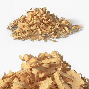 Wood Shavings Pile Natural Brown 3D