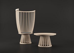 3D garden chair table