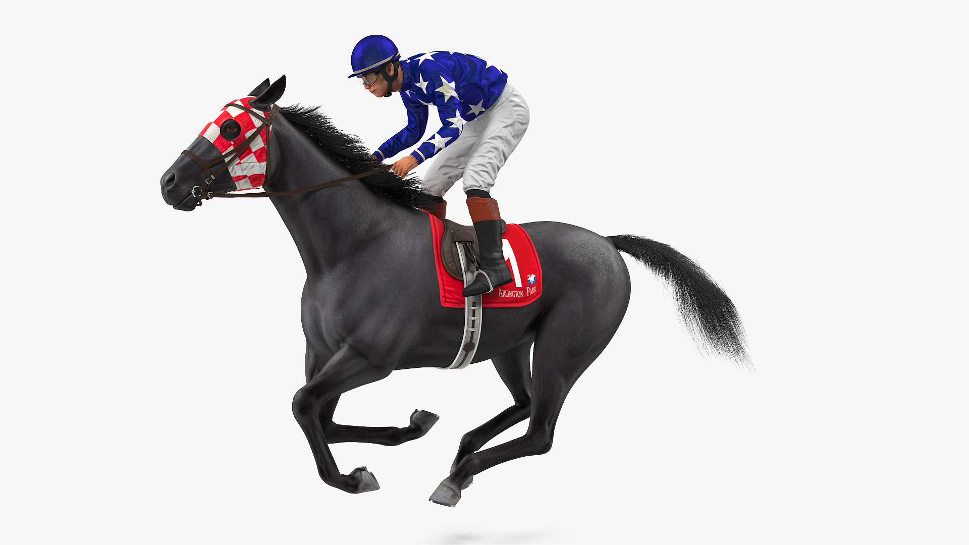 3D Model Gallop Black Racing Horse - TurboSquid 1465404