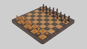 Chess Set with all Pieces and Board 3D