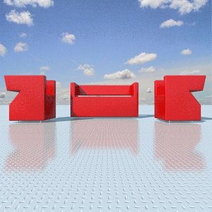 3ds max zigzag sofa armchair