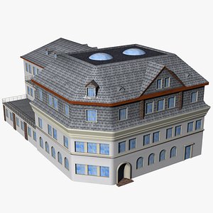 3D house 170 low poly apartment building or hotel model