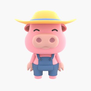 Cute Pig 3D Illustration 3D model