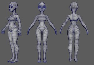 cartoon girl woman 3D model