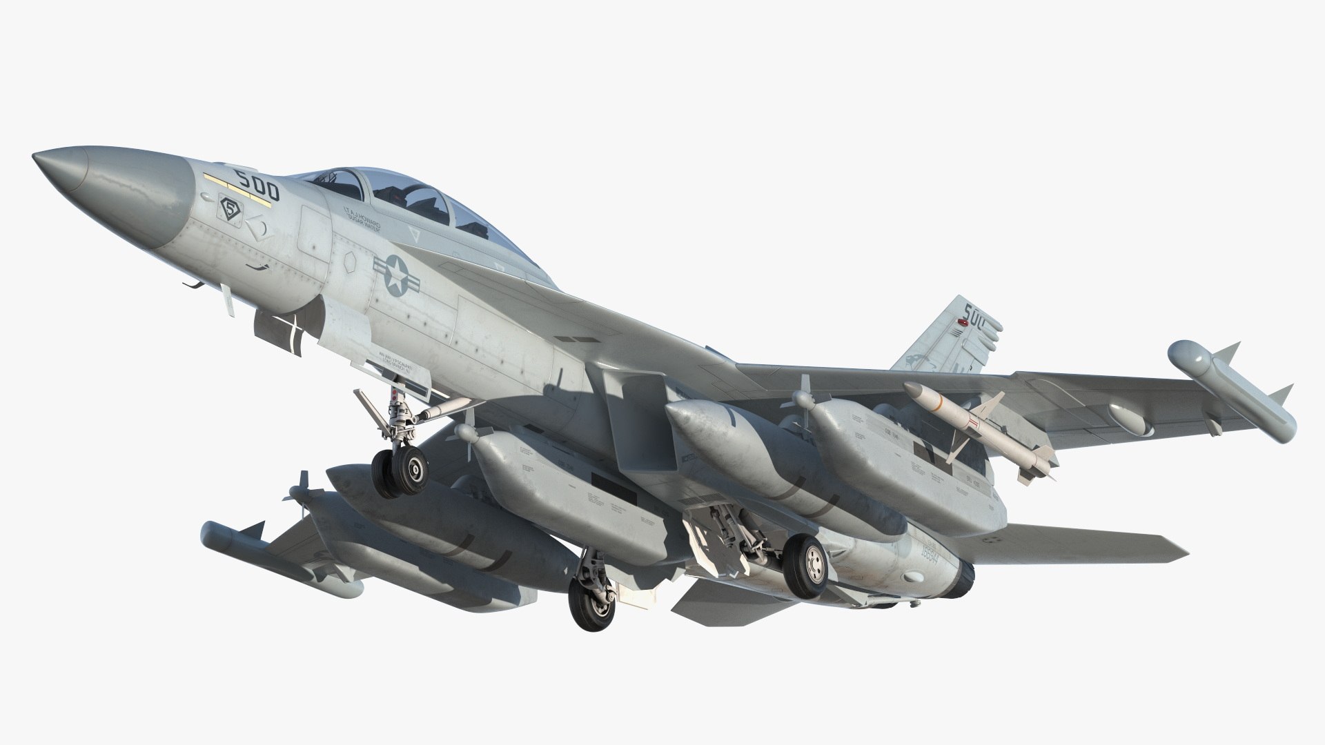 Boeing EA 18G Jet Aircraft Simplified Rigged 3D model preview