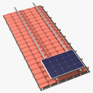 Metal Roofing with Solar Panel 3D model